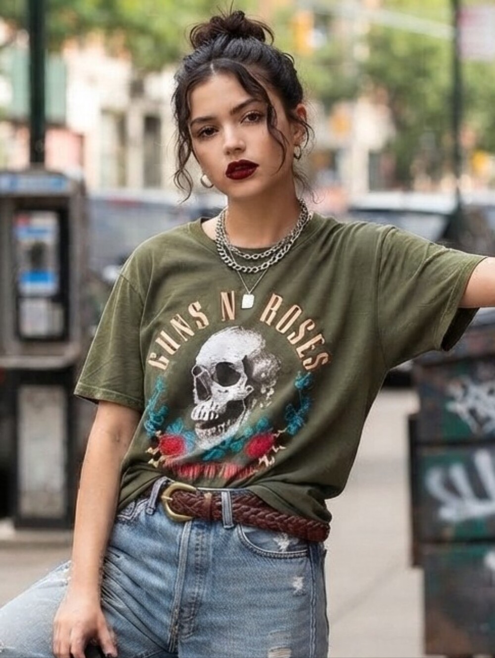 Guns N' Roses M 90s Grunge Punk Indie Sleeze Festival Graphic Crewneck T-Shirt